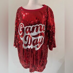 Jess Lea Red Sequin 'Game Day' Top, Size XL